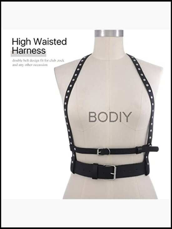 Goth Punk Harness Belt Rivet Body Chain Punk Rock Waist Belt for Parties main image 5